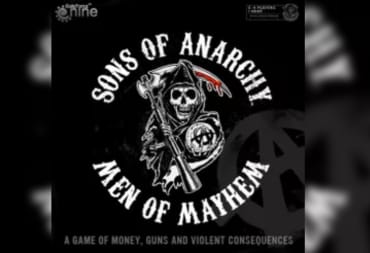 Sons of Anarchy Men of Mayhem Cover Art with Grim Reaper in the centre, surrounded by the game's title 