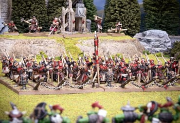 An army of Bretonnian Knights on new Warhammer: The Old World bases