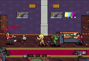 Two characters fighting off henchmen in Double Dragon Gaiden: Rise of the Dragons