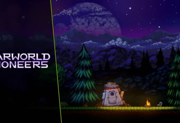 Farworld Pioneers Starter Guide - Cover Image Farworld Pioneers Logo with Drop Pod Next to a Campfire and Chair