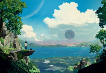 Lana and Mui gazing out over an idyllic landscape in Planet of Lana