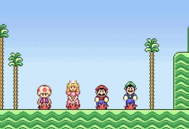 The four playable characters in Super Mario Advance, one of the games coming to Switch Online this month, standing in a row