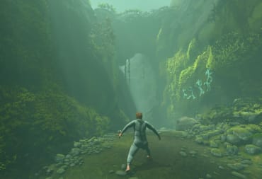 Nate facing down a forest path in Baby Steps, the new game from QWOP and Getting Over It designer Bennett Foddy