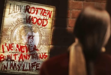 A defaced poster for Lady Ironwood in the inXile game Clockwork Revolution