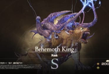 The key art for the Masterless Marauder hunt against the King Behemoth in Final Fantasy XVI