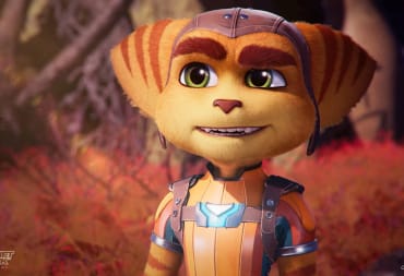 Ratchet from Ratchet and Clank Rifts Apart looking into the camera 