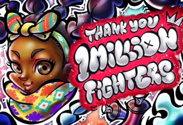 A banner featuring Street Fighter 6's Kimberly and thanking players for hitting the 1 million count
