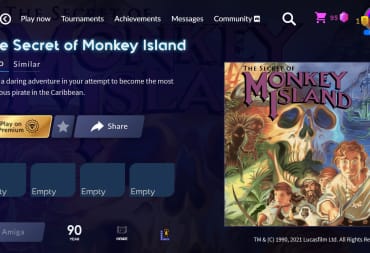 The landing page for The Secret of Monkey Island on Antstream Arcade