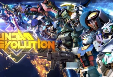 Many of the mechs that make up Gundam Evolution, along with the game's text logo