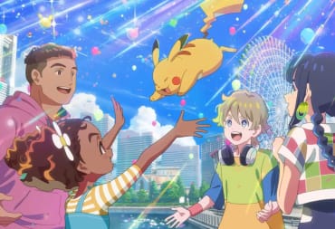 An overjoyed Pikachu leaping into the arms of its equally overjoyed trainer as her friends look on in the new Pokemon World Championships 2023 trailer