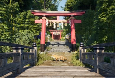 Traditional Japanese torii with a fox in the middle in Sengoku Dynasty