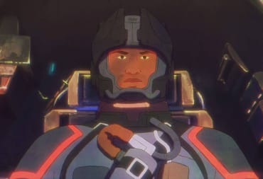 A frontal closeup of Kent the courier pilot in his new UC Vanguard uniform in the animated Starfield trailer Supra Et Ultra