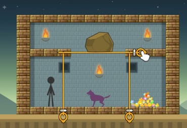 A stickman in a puzzling situation in Those Games, a new mobile ad-inspired minigame collection for Switch and PC