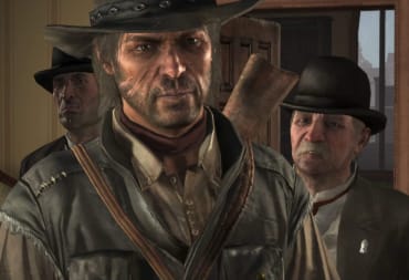 John Marston flanked by a couple of other characters in the Red Dead Redemption PS4 and Switch port