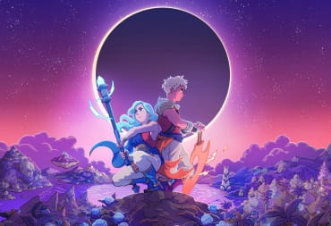 Valere and Zale standing in front of a solar eclipse in the key art for Sea of Stars