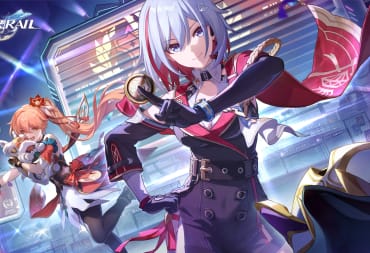 Artwork for Honkai: Star Rail version 1.4, depicting two of its characters smiling at the camera