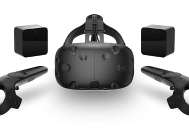 Image of HTC Vive and Accessories Such as Controller and Sensors