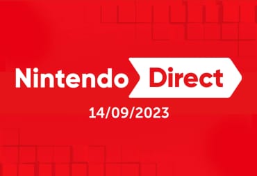 The Nintendo Direct logo for tomorrow against a red background