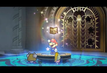Mario rotating with the map underneath Rogueport in Paper Mario The Thousand Year Door for Nintendo Switch
