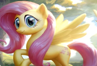 Card artwork of Fluttershy in a forest from the Ponies: The Galloping 2 Secret Lair