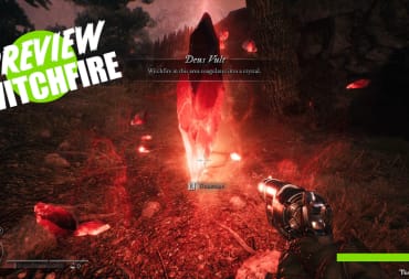 A gameplay screenshot of a reward crystal in Witchfire with the preview overlay