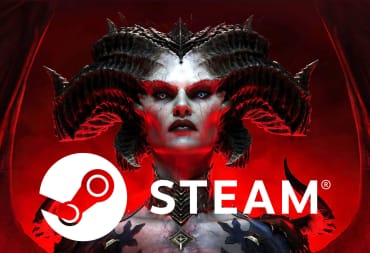 Diablo 4's Lilith with Steam logo