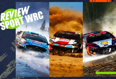 Key art for EA Sport WRC Showing off the three terrains and the TR Preview Overlay