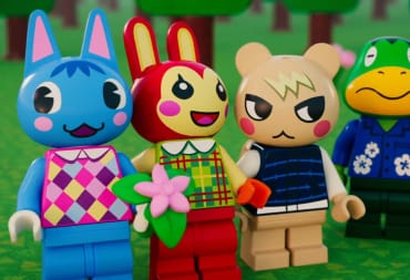 Four Animal Crossing characters rendered in Lego form in the new Animal Crossing Lego collab