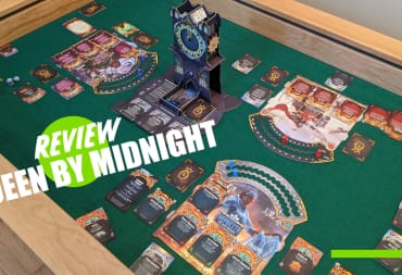 A completely set up three player game of Queen By Midnight