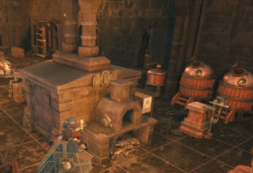 The Lord of the Rings: Return to Moria Cooking Guide - Cover Image Armored Dwarf Standing in Front of an Oven Inside of a Base