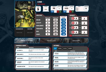 The Demiplane Character Sheet for the Marvel Multiverse RPG featuring Loki