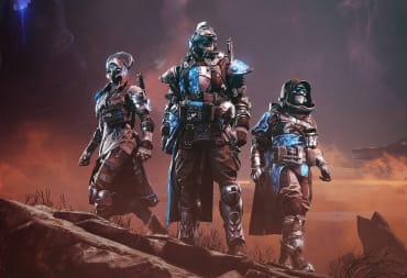 Three Guardians standing on a cliff in Destiny 2
