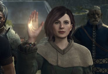 A pawn character holding up her hand to greet the Arisen in Dragon's Dogma 2