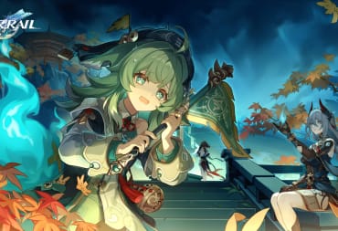 Key art for Honkai: Star Rail update 1.5, depicting characters getting spooked in an autumnal environment