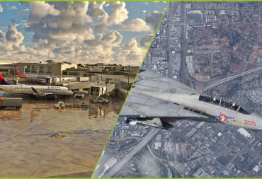 F-14 Tomcat and Charleston Airport in Microsoft Flight Simulator 