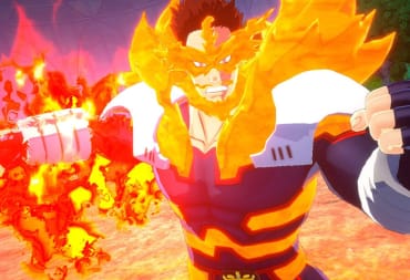Endeavor looking angrily at the camera as he readies a punch in My Hero Ultra Rumble Season 2