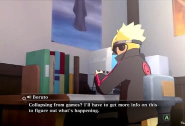 Boruto playing his new VR game in Naruto X Boruto