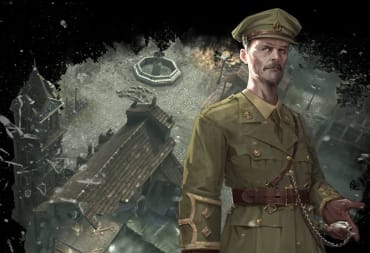 Concept art of a soldier standing in front of a World War I medical hospital in War Hospital