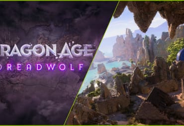 The logo and a screenshot of Dragon Age: Dreadwolf