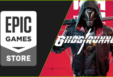 Ghostrunner art and Epic Games Store logo