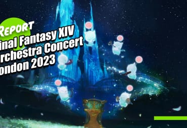 Final Fantasy XIV Orchestra Concert London 2023 Key Art with Moogles and Orchestrion