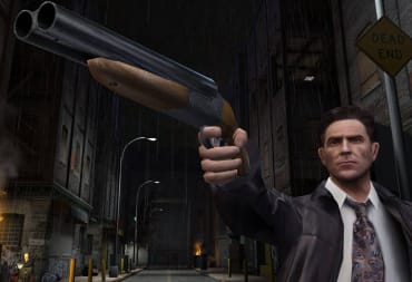 Max Payne, famously voiced by James McCaffrey, holding a shotgun in Max Payne 2