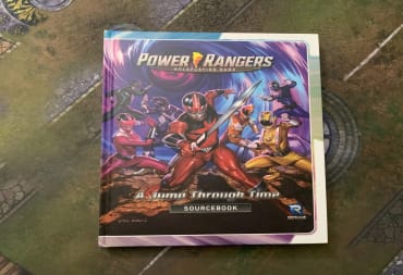 A screenshot of the Power Rangers: A Jump Through Time sourcebook on a gaming table.
