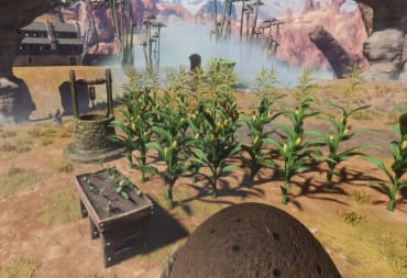 Enshrouded Farming Guide - Cover Image A Well A Seedbed and Corn in the Nomad Highlands