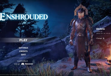 Image of the Enshrouded Menu With a Character In Full Guard of The North ARmor for the Pieces of the Past Achievement