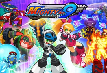Key art for Mighty No. 9, depicting the game's main character and several enemies