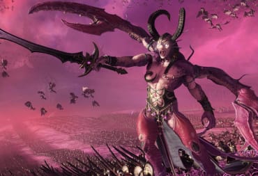A demon holding aloft a sword in Total War: Warhammer 3, a game by Sega Europe-owned studio Creative Assembly
