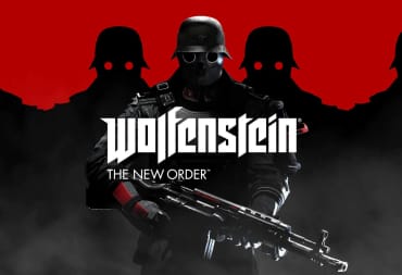 Sinister Nazi soldiers gathered against a red backdrop in the key art for Wolfenstein: The New Order