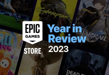 An Epic Games Store Year in Review 2023 banner over the top of cover art for games popular on the Epic Games Store last year
