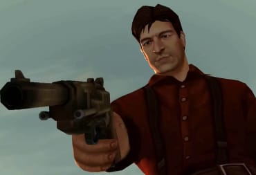Mal Reynolds aiming a gun at the camera in Firefly Online